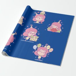 Cute jarig meisje cadeaupapier