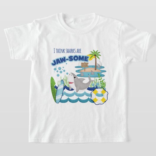 Cute Jawsome Surfer Island Shark T-shirt (Laagn)