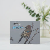 Cute Jay in Tree Happy Birthday Briefkaart (Staand voorkant)