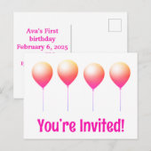 Cute je bent uitgenodigd verjaardagskaart briefkaart (Voorkant / Achterkant)