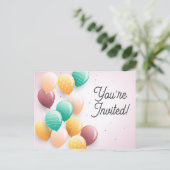 Cute je bent uitgenodigd verjaardagskaart briefkaart (Staand voorkant)