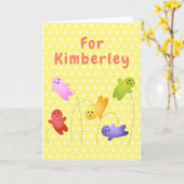 Cute jelly babies candy sweets cartoon kaart (Gele Bloem)