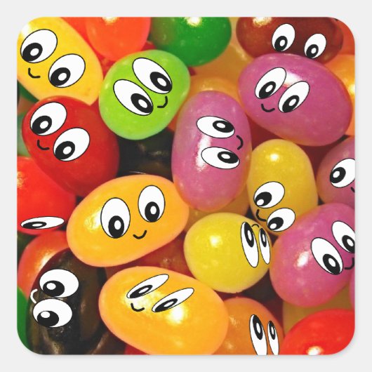 Cute Jelly Bean Vierkante Sticker (Voorkant)