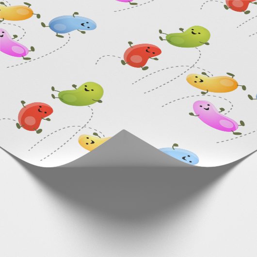 Cute jellybeans springende cartoon illustratie cadeaupapier (Hoek)
