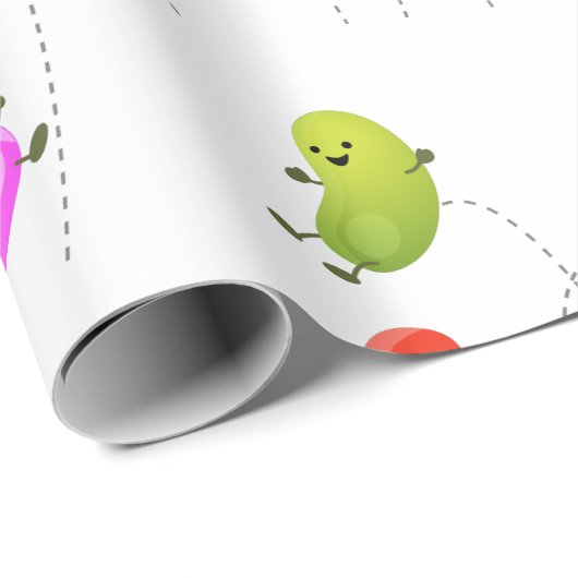 Cute jellybeans springende cartoon illustratie cadeaupapier (Rol Hoek)