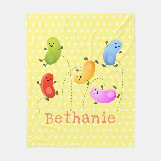 Cute jellybeans springende cartoon illustratie fleece deken (Voorkant)