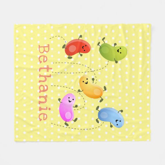 Cute jellybeans springende cartoon illustratie fleece deken (Voorkant (Horizontaal))