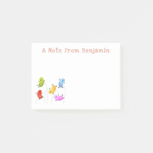 Cute jellybeans springende cartoon illustratie post-it® notes (Voorkant)
