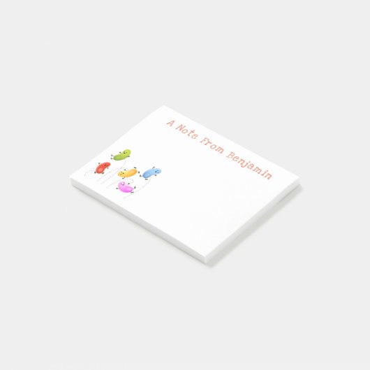 Cute jellybeans springende cartoon illustratie post-it® notes (Schuin)