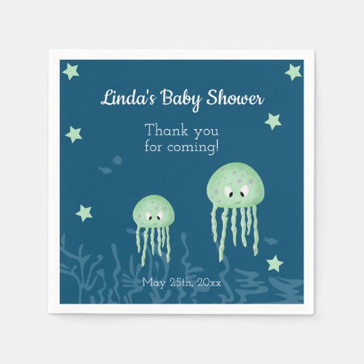 Cute Jellyfish Neutral Personalized Baby shower Servet (Voorkant)