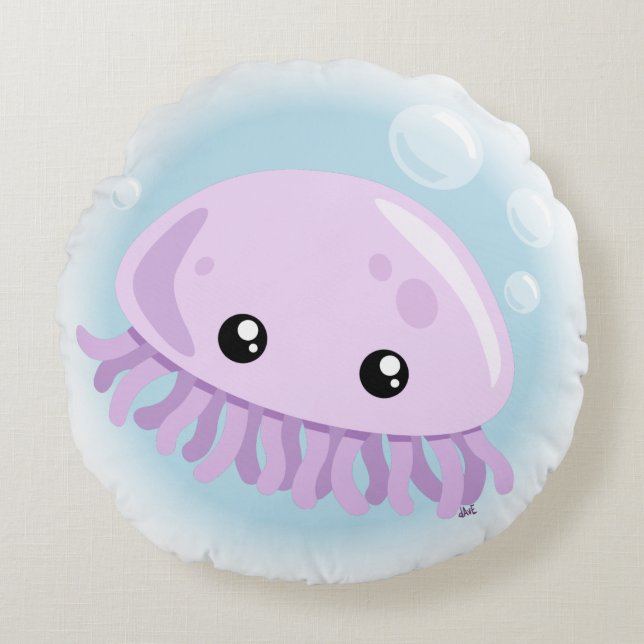 Cute Jellyfish Round Pillow Rond Kussen (Voorkant)