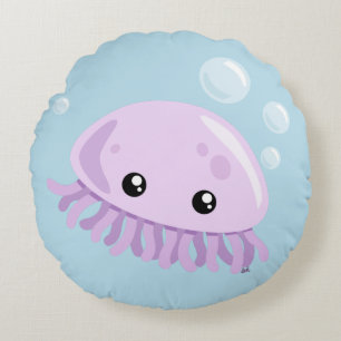Cute Jellyfish Round Pillow Rond Kussen