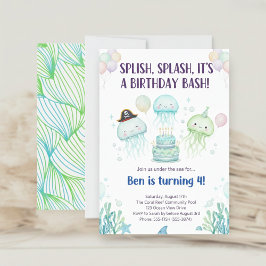 Cute Jellyfish Under the Sea Kids Birthday Kaart