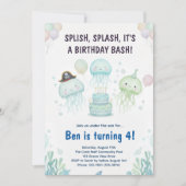 Cute Jellyfish Under the Sea Kids Birthday Kaart (Voorkant)