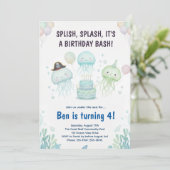 Cute Jellyfish Under the Sea Kids Birthday Kaart (Staand voorkant)