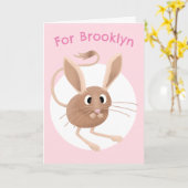 Cute jerboa cartoon verjaardag gepersonaliseerd kaart (Gele Bloem)