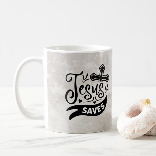 Cute Jesus bewaart Christelijk design gemarmerd Koffiemok (Met donut)