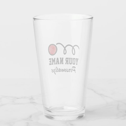 Cute jeu de boules ball cartoon aangepaste naam gi glas (Achterkant)