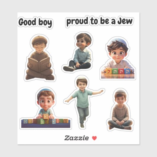 Cute Jewish Kids Sticker – “I’m Proud to Be Jewish (Vel)