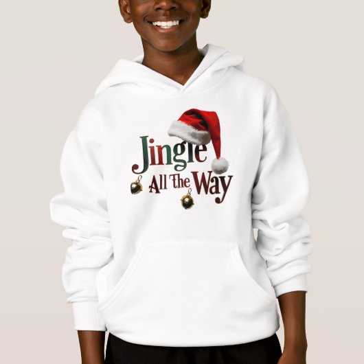 Cute “Jingle All The Way” Kids Pullover Hoodie (Voorkant)