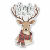 Cute Jingle All The Way Reindeer Sticker (Voorkant)