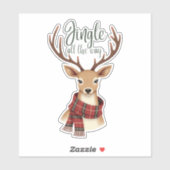 Cute Jingle All The Way Reindeer Sticker (Vel)