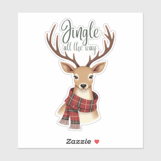Cute Jingle All The Way Reindeer Sticker (Vel)
