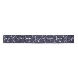 Cute Jingle Calligraphy Script Blue Satijnen Lint
