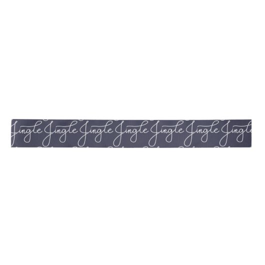 Cute Jingle Calligraphy Script Blue Satijnen Lint (Voorkant)