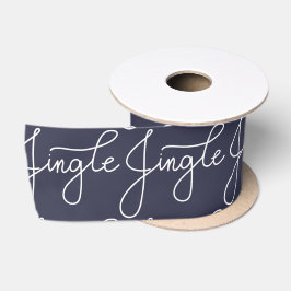 Cute Jingle Calligraphy Script Blue Satijnen Lint