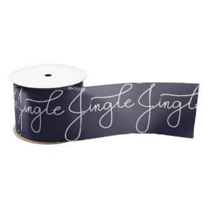 Cute Jingle Calligraphy Script Blue Satijnen Lint