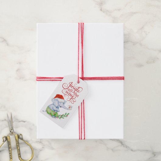 Cute Jingle helemaal tot aan kerstfeestdag Cadeaulabel (Met Touw)