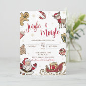 Cute Jingle & Mingle Kerstparty Uitnodiging (Staand voorkant)