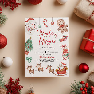 Cute Jingle & Mingle Kerstparty Uitnodiging