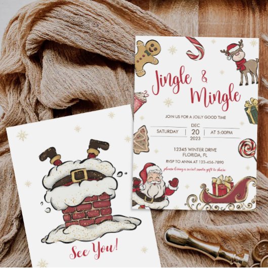 Cute Jingle & Mingle Kerstparty Uitnodiging