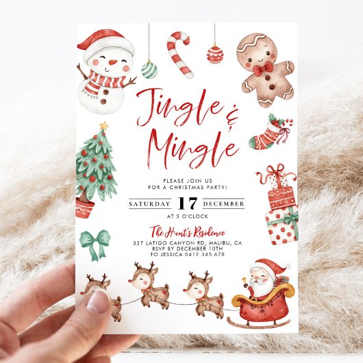 Cute Jingle & Mingle Kerstparty Uitnodiging