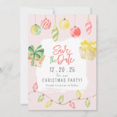 Cute Jingle & Mingle Roze Kerstfeest Save The Date (Voorkant)