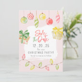 Cute Jingle & Mingle Roze Kerstfeest Save The Date (Staand voorkant)