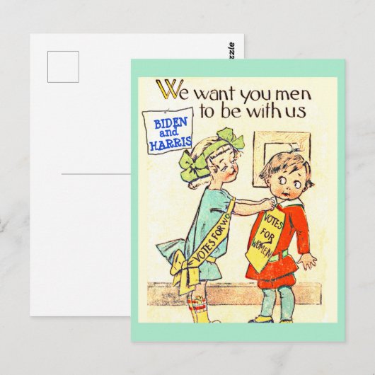 Cute Joe Biden & Kamala Harris  Suffragette Briefkaart (Voorkant / Achterkant)