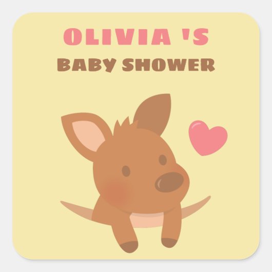 Cute Joey Kangoeroe Baby Shower Deco Stickers (Voorkant)