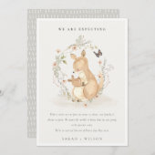 Cute Joey Mama Kangaroo Floral Wreath Baby Aankondiging (Voorkant / Achterkant)
