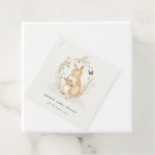 Cute Joey Mama Kangaroo Floral Wreath Baby shower Bedankjes Labels