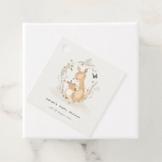 Cute Joey Mama Kangaroo Floral Wreath Baby shower Bedankjes Labels (In situ)