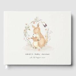 Cute Joey Mama Kangaroo Floral Wreath Baby shower Gastenboek