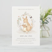 Cute Joey Mama Kangaroo Floral Wreath Baby shower Kaart (Staand voorkant)