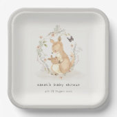 Cute Joey Mama Kangaroo Floral Wreath Baby shower Papieren Bordje (Voorkant)