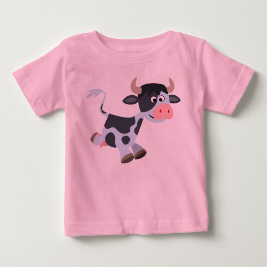Cute Jogging Cartoon Koe Baby T-Shirt (Voorkant)