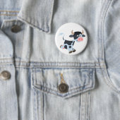 Cute Jogging Cartoon Koe Button Badge (In situ)