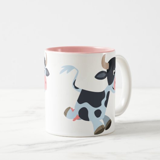 Cute Jogging Cartoon Koe Mok (Voorkant rechts)