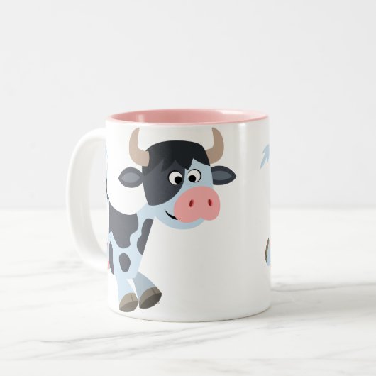 Cute Jogging Cartoon Koe Mok (Voorkant links)